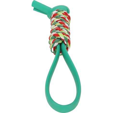 Jouet à mâcher pour chien en corde de coton multifonctionnelle en TPR résistant aux morsures, jouet interactif pour chien qui fait mal aux dents, couleur cyan (1/5)