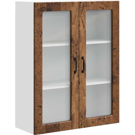 Maison Exclusive - Mobile in vetro da parete PORTO Legno vecchio 80 x 31 x 100 cm