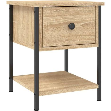Table de chevet en bois d'ingénierie, couleur chêne Sonoma, 34 x 35,5 x 45 cm (1/5)