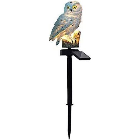 Lampes de jardin à énergie solaire, forme de hibou étanche extérieur lumière solaire LED décoration lanternes lumières de paysage pour chemin pelouse cour jardin (blanc) [Classe énergétique A+++] (1/4)