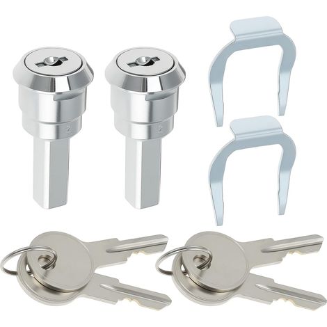 Serrure de Boîte à Outils en Acier Inoxydable 2 Pièces avec Languette de Fixation Et Clés pour Armoires en Acier Et en Tôle (1/5)