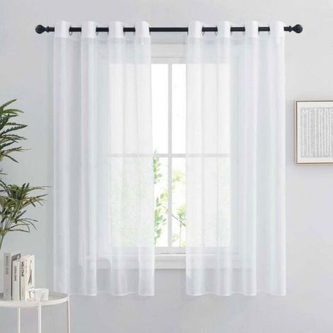 Lablanc – Lot de 2 rideaux voilages 132 x 160 cm – 100% organza voile polyester – 8 œillets métalliques – Décoration (1/4)