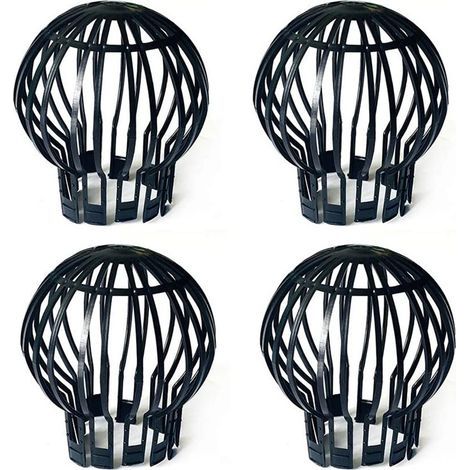 Dachrinnenschutz-Stopper, Kunststoff-Fallrohrabdeckung, Anti-Blockierung von Blättern, Moos, Schlamm, Schlamm, Bällen und anderen Ablagerungen, 4er-Pack, Schwarz