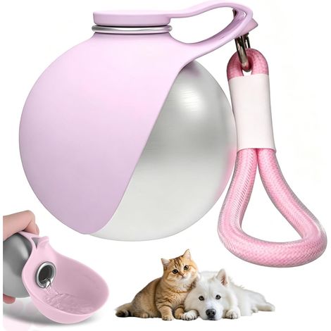 Gourde Chien - 1 Unité - Acier Inoxydable et Silicone - Bol Pliable Intégré - Pour Marche et Voyage - Compacte (1/5)