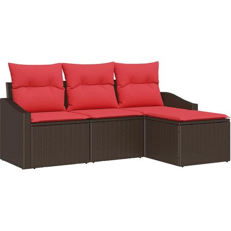 Sofa Set 4 pcs Brown [Synthetic]: Poly Rattan vidaXL (1/5)