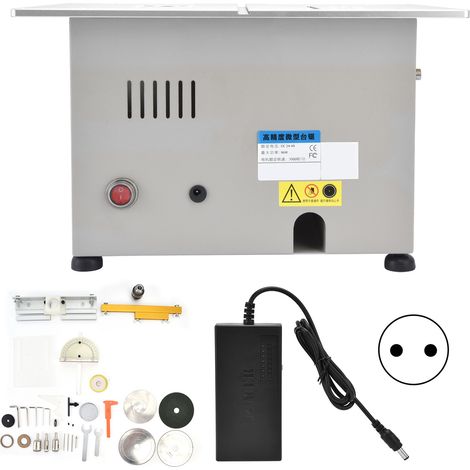 Scie circulaire électrique compacte de table, outil de coupe bois portable DC12-24V, 96W, prise UE 110V-240V, argent, usage bricolage (1/5)