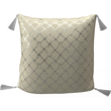 Coussin festif en pur coton 40x40 cm CELESTE argent, par Soleil d'Ocre (1/2)