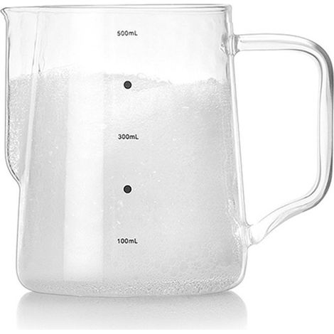 Pichet à Latte Art en Verre 500ml avec Graduations - Verseuse à Mousse de Lait (1/5)