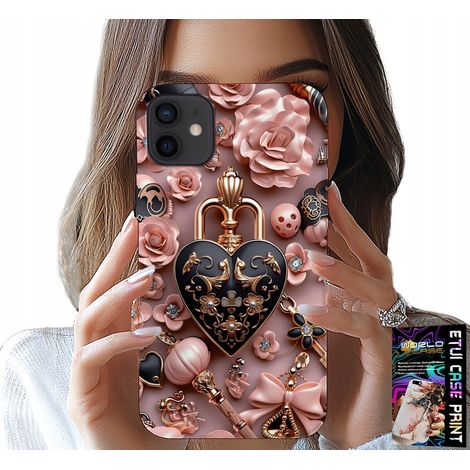 Hülle für iPhone 11 – feminine Muster, Vorhängeschloss-Herz-Hülle + Glas (1/5)