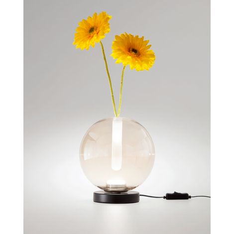 Lampe De Table Wengen Cognac, Led Intégrée 7W 540Lm, Verre Borosilicate, Variateur Tactile, Température De Couleur 2700K-3000K-4000K, Ip20. (1/2)