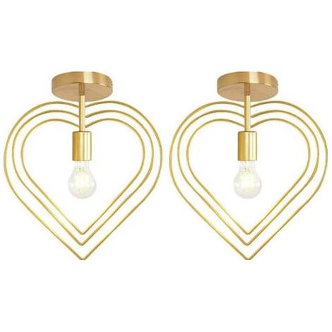 2x Schlichte Deckenleuchte für den Innenbereich, kreativer herzförmiger Kronleuchter, moderne Deckenleuchte mit drehbarem Lampenschirm, Gold