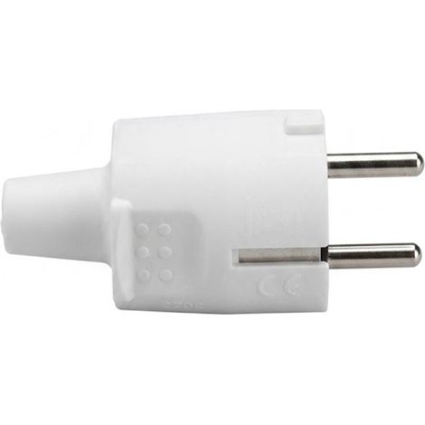 Fiche En Caoutchouc, Schuko 2p+t, 16a 250v, Sortie Droite, Blanche
