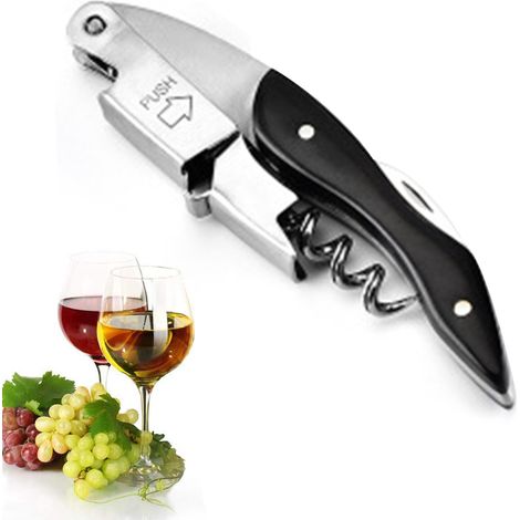 Corkscrew - 3 En 1 Ouvre-Bouteille Et Coupe-Foil - Acier Inoxydable 420 - Poignée Ergonomique En Caoutchouc - 1 Pièce (1/5)