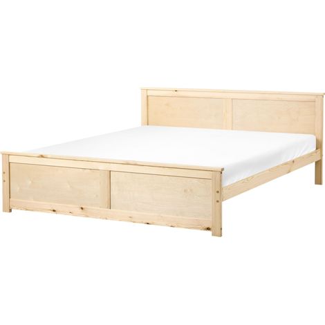 Storage Bed Natural Pine Wood MDF Birch Wood EU Super King Size 6ft Headboard Scandinavian DAUPHIN