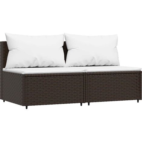 Maison Exclusive - Garten-Mittelsofas mit Kissen 2 Stk. Braun Pol