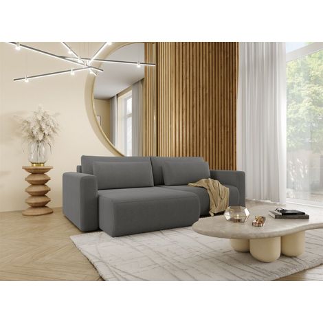 Ecksofa Sofa mit Schlaffunktion CHAIRA Stoff Curio Dunkelgrau Ottomane Links (1/5)