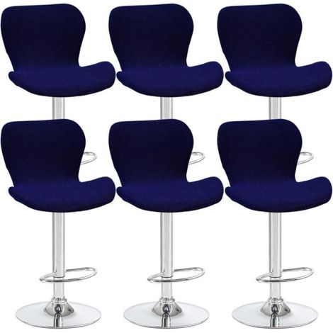 Set of 6 curved swivel stool covers, navy blue, 40 x 30 x 30 cm, for low-back bar stools, ideal for counters, bars and kitchens (1/5)