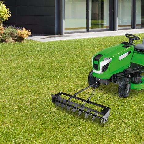 Tow Behind Lawn Aerator, Heavy Duty Star Spike Soil Aerator with 99lbs Weight Tray, 8 Rotating Discs, Rustproof Iron Grass Turf Aerator, Universal Hitch, for Ride-on Mower and ATV (1/5)