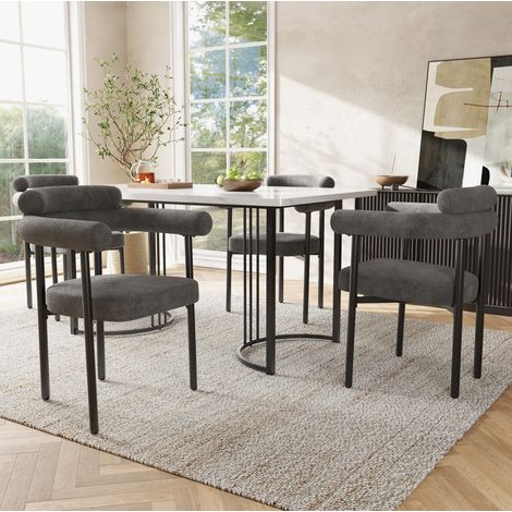table repas 4 chaises métal gris 140x80 style moderne OKMYHOME (1/5)