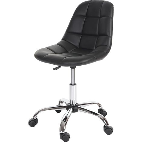 Sedia sgabello ufficio con ruote HHG-817 acciaio cromato ecopelle nero