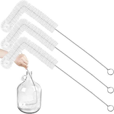 Lot de 3 brosses à Manche Long de 73,7 cm pour bonbonnes en Verre de 3, 5, 6, 6,5 gallons – Nettoyage Efficace pour Les récipients de Fermentation à col étroit – Idéal pour Les Bouteilles de (1/4)