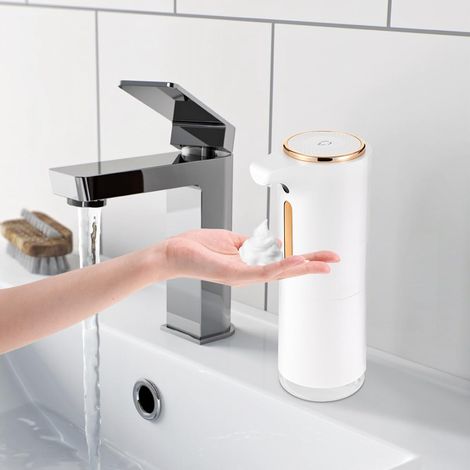 Seifenspender Automatisch, Wiederaufladbar Seifenspender Wandbefestigung 250ml Elektrischer Seifen-Spender mit Sensor, für Küchen, Hotel, Restaurant (Weiß.) (1/5)