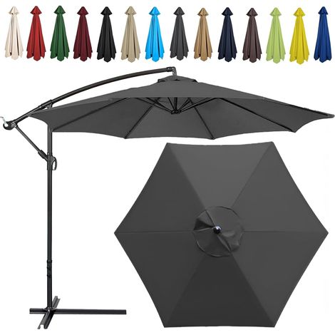 Auvent De Remplacement pour Parasol , Toile De Parasol Déporté Remplacement Pour Cour, Jardin, Plage, Protection UV,8ribs-350cm,Champagne