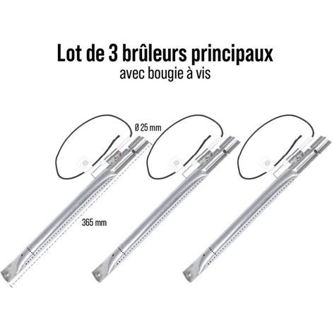 Set di 3 bruciatori con candela a vite