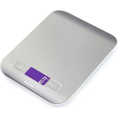 Balance de Cuisine - AUDBURN - Smart Digital avec écran LCD - 5 kg/11lbs - argent - 2 piles incluses