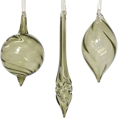 Decoris Pallina di Vetro Verde 13.5cm con Vortice - Decorazione Natalizia