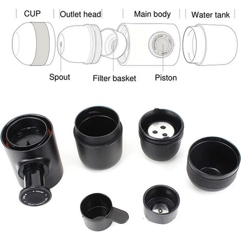 Moulin à café manuel en céramique avec mouture réglable pour expresso, cafetière à piston et café filtre, idéal pour la maison, le bureau et les voyages.-AquaForge (1/4)