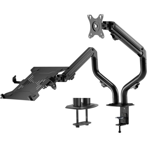 AISENS Support de Table inclinable et pivotante à contrepoids pour ordinateur portable et écran/TV 8Kg de 17-32, noir (1/3)