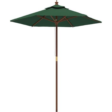 Parasol de jardin avec mât en bois vert 196 x 231 cm - Parasol de jardin protection UV terrasse extérieur ombrage (1/5)