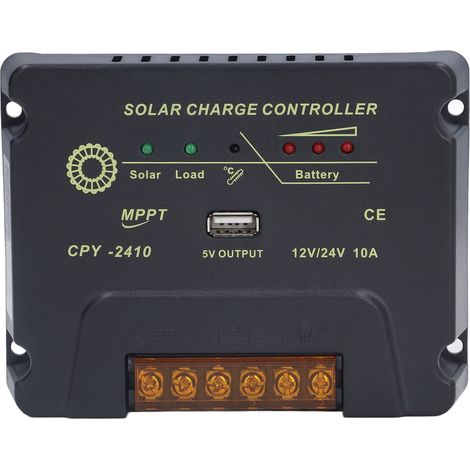 Regolatore di carica per pannelli solari, adattamento automatico 12V 24V, MPPT 10A, per applicazioni industriali, irrigazione agricola e trattamento acque. (1/5)