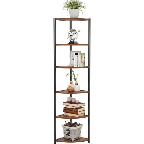 Soges – Étagère d'angle 6 niveaux en bois et métal – 65 pouces de hauteur – Support de plantes et rangement décoratif – Charge maximale élevée (1/5)