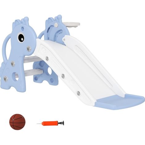 Scivolo per bambini 3 in 1 giraffa blu con canestro e pallina (1/5)