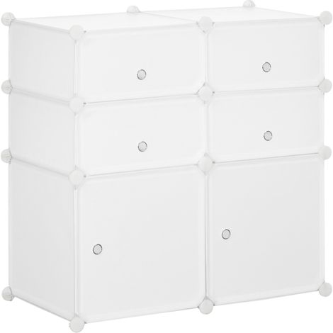 DIY Plastic Wardrobe Closet Free Standing Cupboard 6 Cubic Organizer Home Clothes T-shirt Divider - White (1/5)