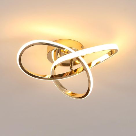 GOECO Plafonnier LED Moderne, 30W 3375LM Lampe de Plafond LED, Luminaire Plafonnier pour Chambre, Salon, Salle à Manger, Couloir, Lumière Blanche Chaude 3000K, Or (1/5)