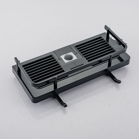 Aucun perçage nécessaire. Convient aux barres de douche avec support pour pommeau de douche. Étagère de rangement pour salle de bain, idéale pour les produits comme le shampoing et le savon. Comprend