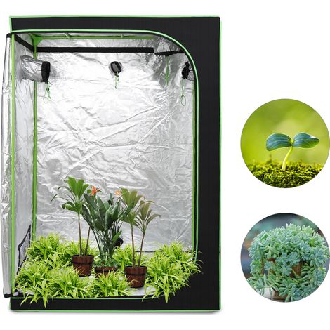 Randaco Armario de Cultivo 120x60x180cm - Armario de Cultivo Hidropónico con Ventana de Observación - Negro