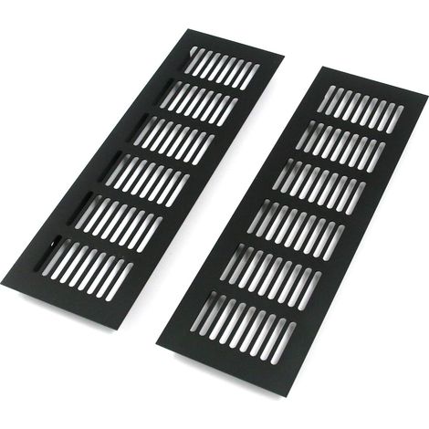 Grille Aération Aluminium 2 Pièces Grille d'Aeration Grille de Ventilation Rectangulaire Grille d'Aeration en Alliage Grille Daération Extérieure pour la Ventilation Noir 250 X 80mm