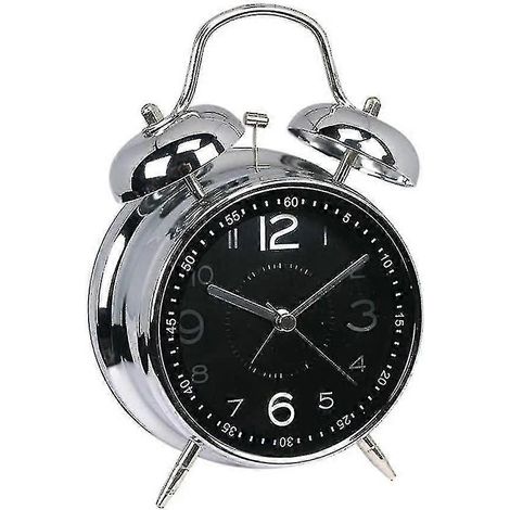 Réveil à double cloche en métal de 10 cm, facile à régler sur la table de chevet, puissant, alimenté par piles, un indispensable en voyage. (1/5)