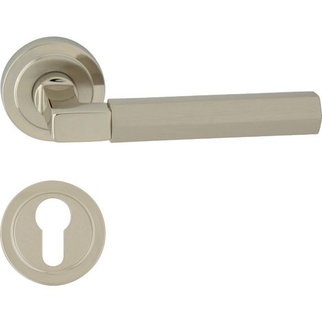 DOMINO Poignée de porte HERA R RS M7 M9 PZ Poignée avec plaque PZ pour cylindre profilé Chromé/Nickel (1/5)