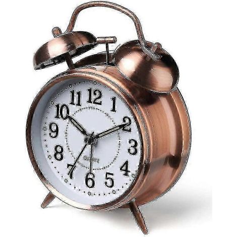 Réveil rétro à double cloche, mouvement à quartz, son puissant et agréable, idéal pour les chambres britanniques. (1/3)