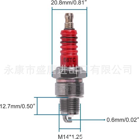 Spark plug replacement for E6TC motorcycles (50cc, 70cc, 90cc, 110cc, ATV 150). (1/4)