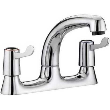 Bristan Value Lever Chrome Deck Kitchen Sink Mixer Tap with 6 Inch Levers and Ceramic Disc Valves - VAL2-DSM-C-6-CD