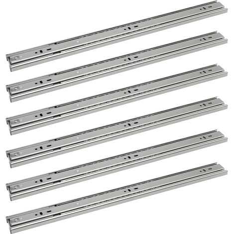 Lot de 3 paires de rails de tiroir 550 mm, glissières à billes avec capacité de charge de 45 kg, glissières télescopiques entièrement extensibles 1100 mm Argenté (1/5)