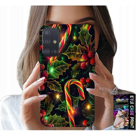 Custodia per Samsung Galaxy A51 - Bastoncino di zucchero, vischio, albero di Natale + vetro (1/5)