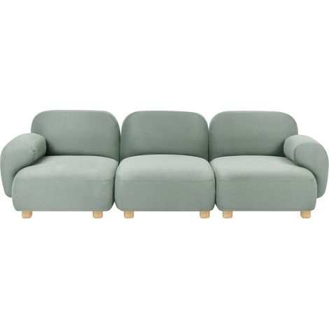 Sofá modular de 3 plazas de tela patas de madera repelente al agua moderno verde claro Amli