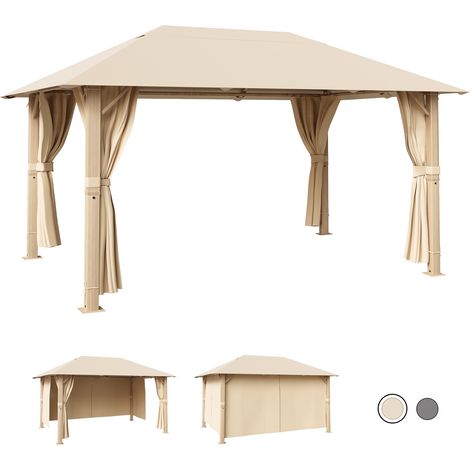 Devoke – Tonnelle de jardin 3x4 m – Bâche imperméable anti-déchirure 180g/m² – Cadre en aluminium métallique – 4 panneaux latéraux – Protection UV 50+ – Imperméable et résistant aux intempéries – Inst (1/5)